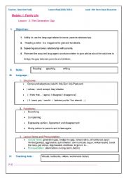 English Worksheet: The Generation Gap Lesson plan