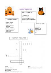 English Worksheet: Halloween Rhymes