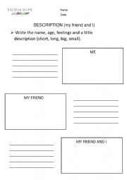 English Worksheet: Description about a friend