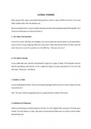 English Worksheet: LATERAL THINKING