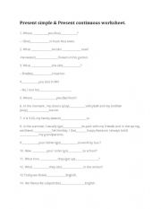 English Worksheet: Present Simple and Present Continous 