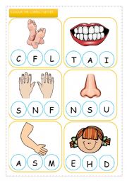 English Worksheet: Parts of the BODY  Initial letter - KIDS