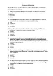 English worksheet: sentences relationships