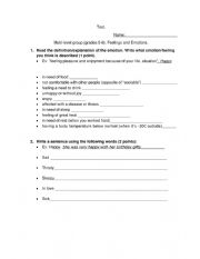 English Worksheet: Test Emotions