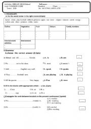 Diagnostic test common core visa to the world and outlook 