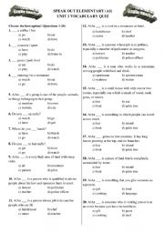 Speakout Elementary Unit 2 Vocabulary Quiz