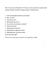English Worksheet: answer question