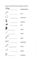 English Worksheet: school things