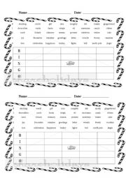 English Worksheet: Christmas Bingo