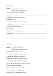English Worksheet: Reported speech