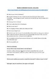 English Worksheet: Weak forms (Schwa) Activity: Benedict Cumberbatch Interview