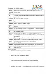 English Worksheet: Online Scams Roleplay Dialogue Discussion Questions 