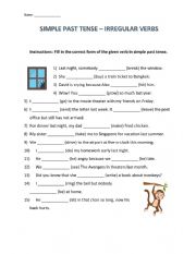 English Worksheet: Simple Past Tense - Irregular Verbs