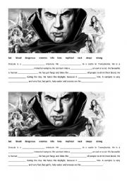 English Worksheet: Dracula - Halloween - Gap-fill