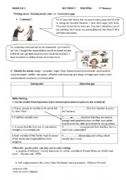 English Worksheet: module 1 section 5 writing 3rd form