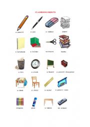 English Worksheet: Classroom objects