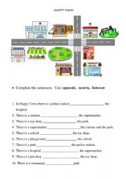 Places in town - prepositions of place
