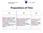 English Worksheet: Use of Prepositions of Time
