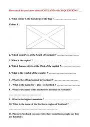 English Worksheet: Quiz about Scotland 