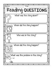 English Worksheet: reading questions
