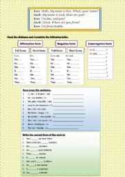 English Worksheet: verb to be 