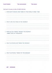 English Worksheet: Oceans