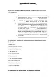 English Worksheet: Memories