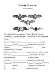 English Worksheet: Spooky Grammar