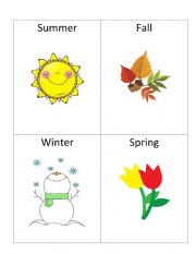 English Worksheet: Seasons word sorting game