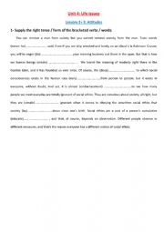 English Worksheet: Revision 4th form Unit4 Lesson 2 + 3