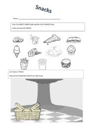 English Worksheet: Snacks