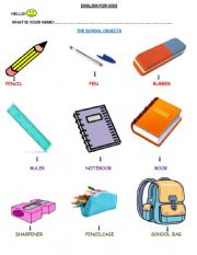 English Worksheet: SCHOOL OBJECTS