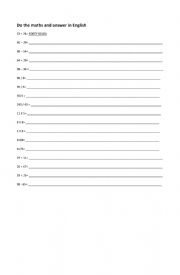 English Worksheet: MATHS OPERATIONS_WRITING