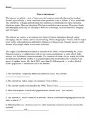 English Worksheet: The Internet Intermediate