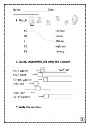 NUMBERS (1-20) WORKSHEET