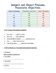 English Worksheet: Pronouns Practice