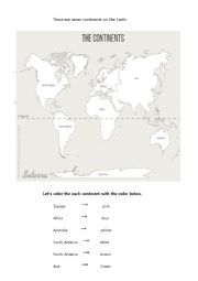 The continents worksheets