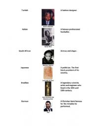English Worksheet: Nationalities. Matching activity.