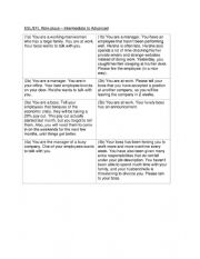 English Worksheet: ESL Roleplay Cards Advanced Intermediate-1