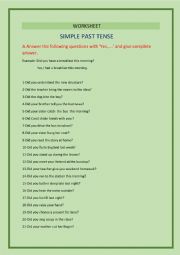 English Worksheet: SIMPLE PAST TENSE