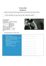 English Worksheet: If I were a boy Beyonce