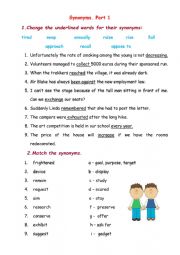 English Worksheet: Synonyms. Part 1