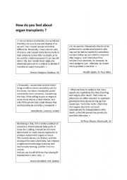 English worksheet: Organ transplant