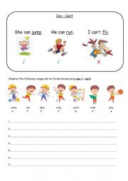English Worksheet: Can - can�t 