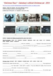 English Worksheet: WW1 : The Christmas Truce