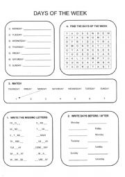 English Worksheet: Days of the Week 