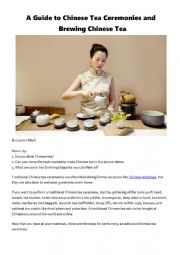 English Worksheet: A Guide to Chinese Tea Ceremonies and Brewing Chinese Tea