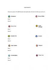 English Worksheet: Superpowers and use of could and opinions