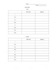 English Worksheet: To be and To have table