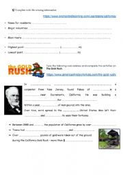 English Worksheet: Webquest Gold Rush-  Part 2